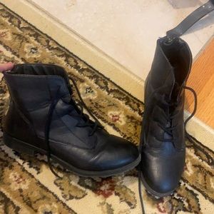 Black Lace up Faux leather boots